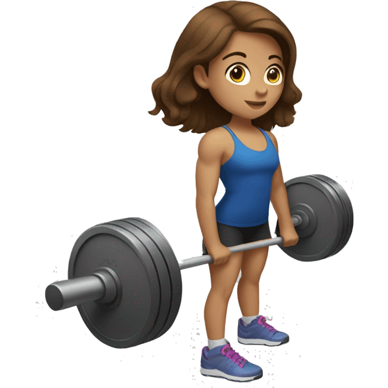 Girl with brown hair doing weightlifting  emoji