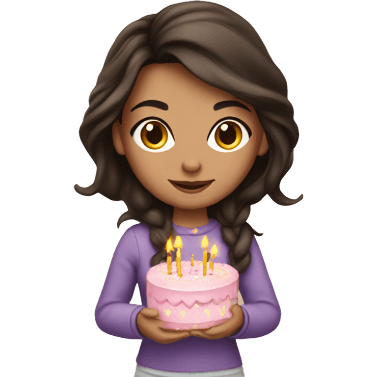 Brunette birthday girl emoji