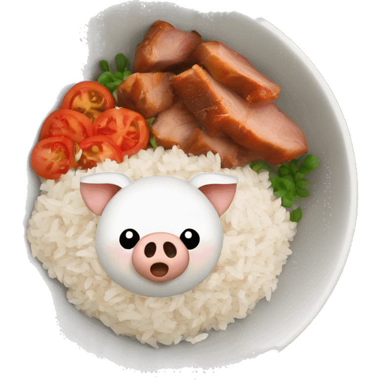 Porc with rice and tomato bowl emoji