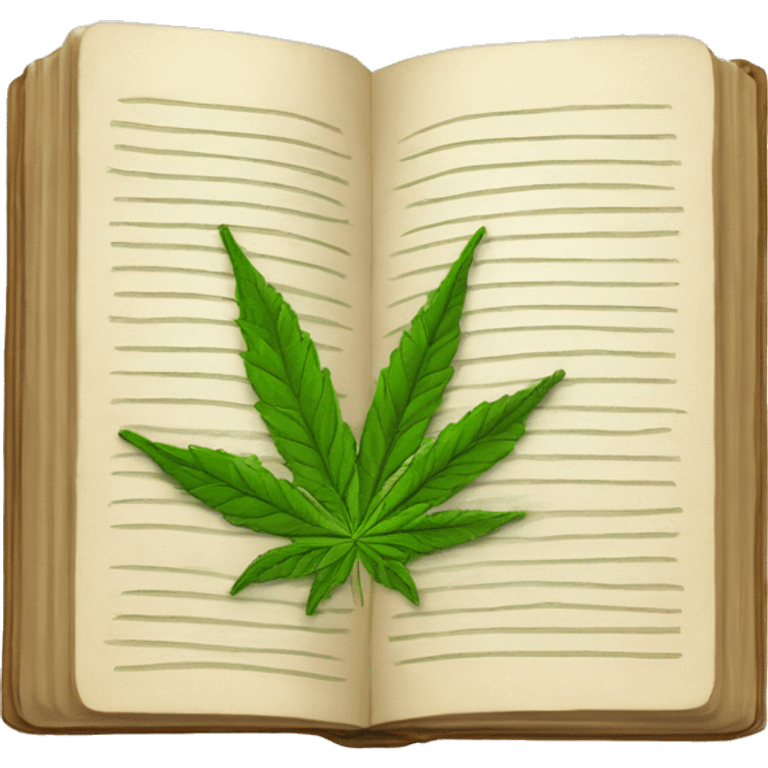 embordered weed leaf on a closed book emoji