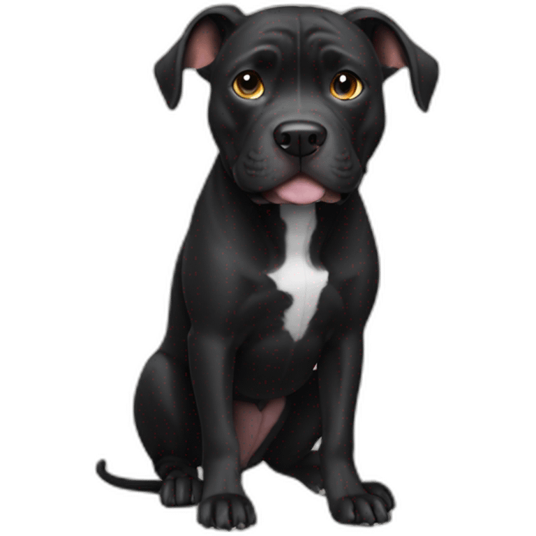 black pitbull with crooked ears emoji