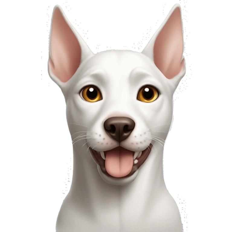 White cat with Doberman emoji