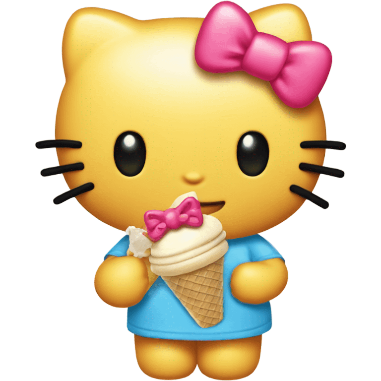 Hello kitty holding a pack of ice cream emoji