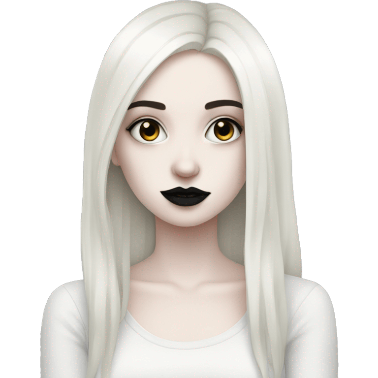 pale skin goth girl black hair emoji