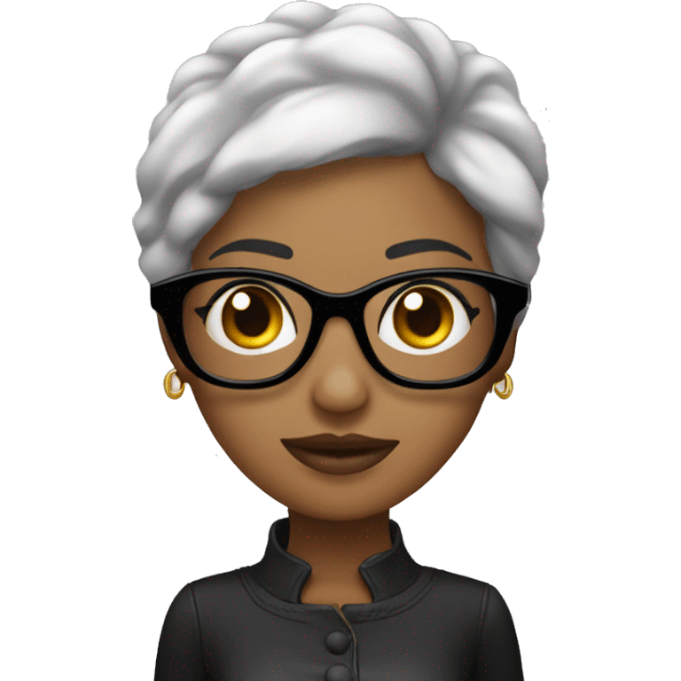 Mujer morena cabello negro con lentes emoji