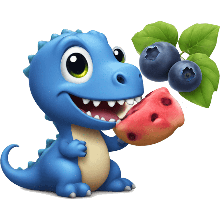 Cute Dinosaur eating a blueberry  emoji