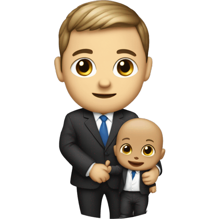 baby in an official suit holding a diplomat entrepreneur emoji