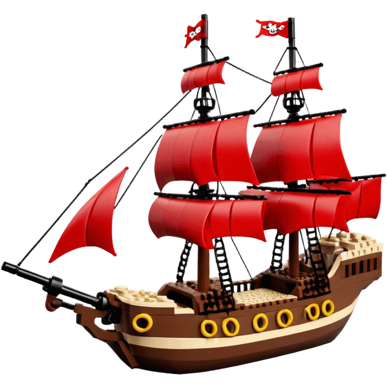 Pirate Ship (Toy) - Lego Pirate Ship (Model Year: 2021) (Iconic colour: Brown with red sails) emoji