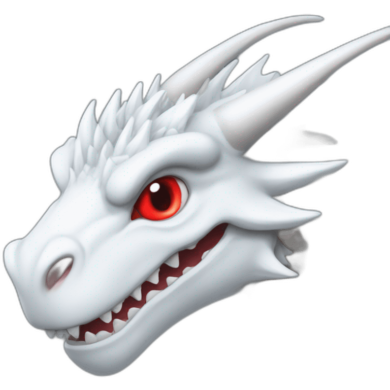 White dragon with red eyes and blue tongue emoji