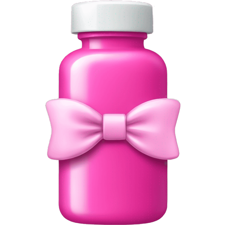 Pink pill bottle with bow emoji