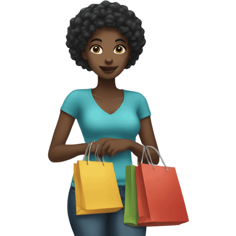 Black girl holding shopping bags emoji