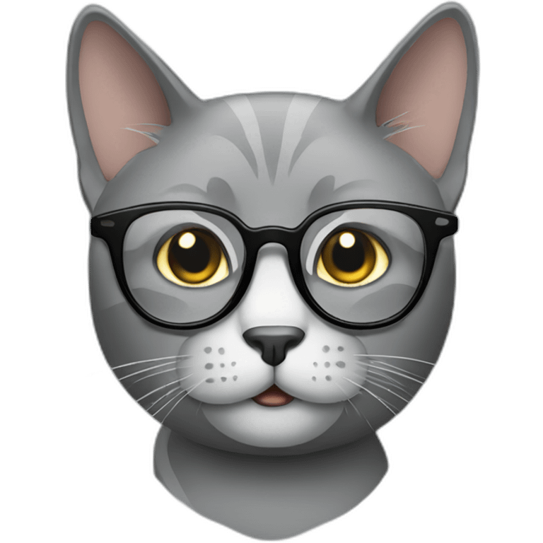 Grey cat with glasses emoji