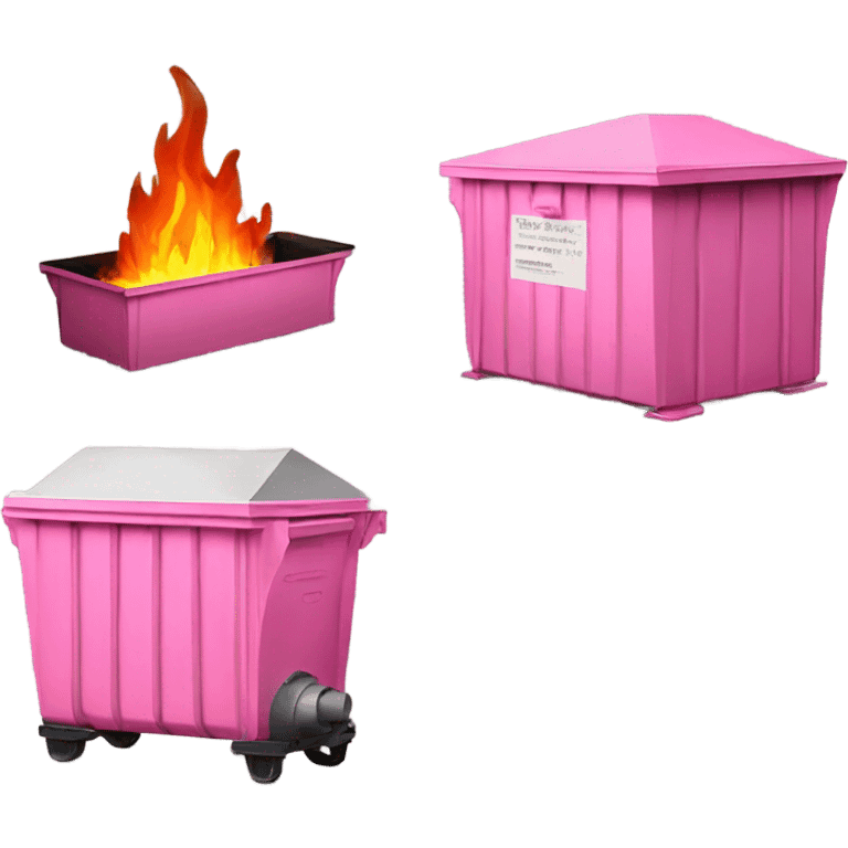 Pink Dumpster fire ; with architectural drawings burning  emoji