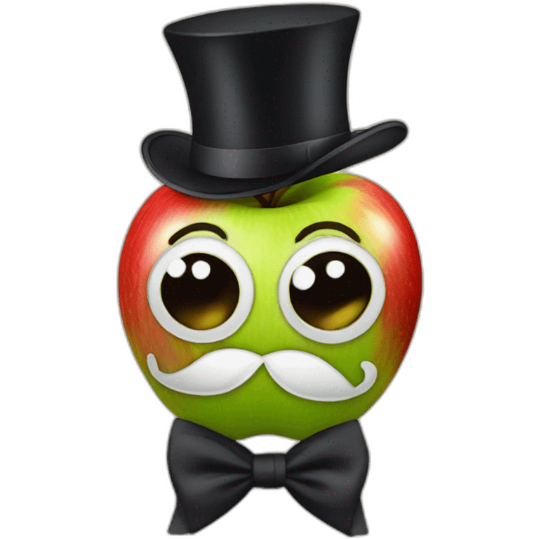 apple with tie and top hat emoji