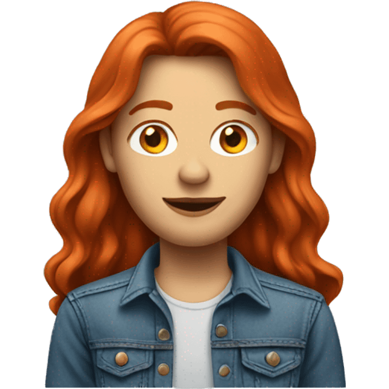 Long red haired adult with jeans and long sleeve shirt  emoji