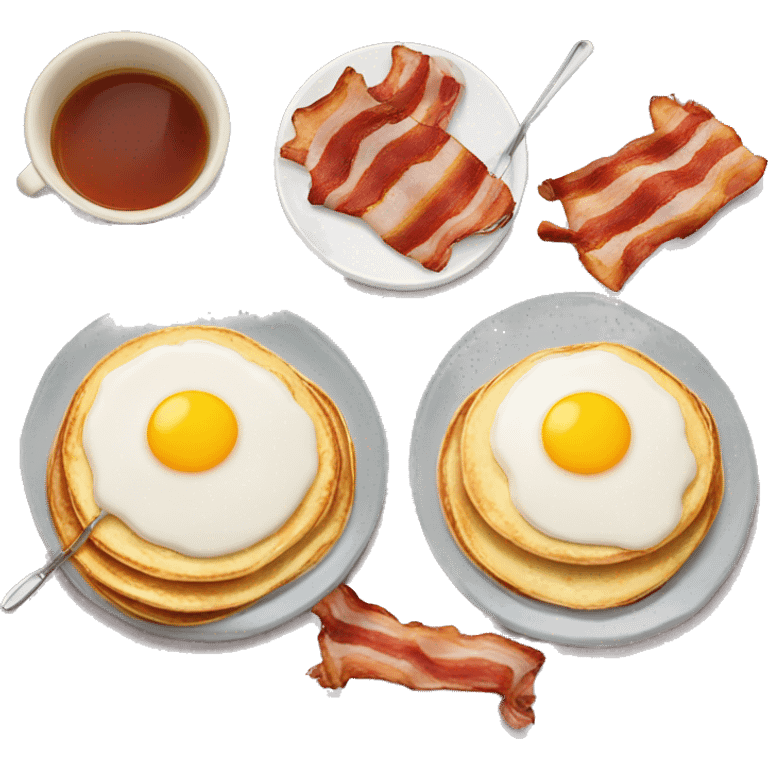 Hot breakfast with bacon and pancakes  emoji