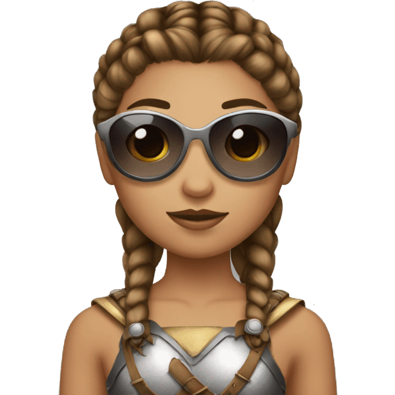 Girl gladiator with French braids, brown hair and sunglasses emoji