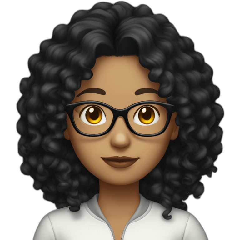 one white woman long curly black hair glasses emoji