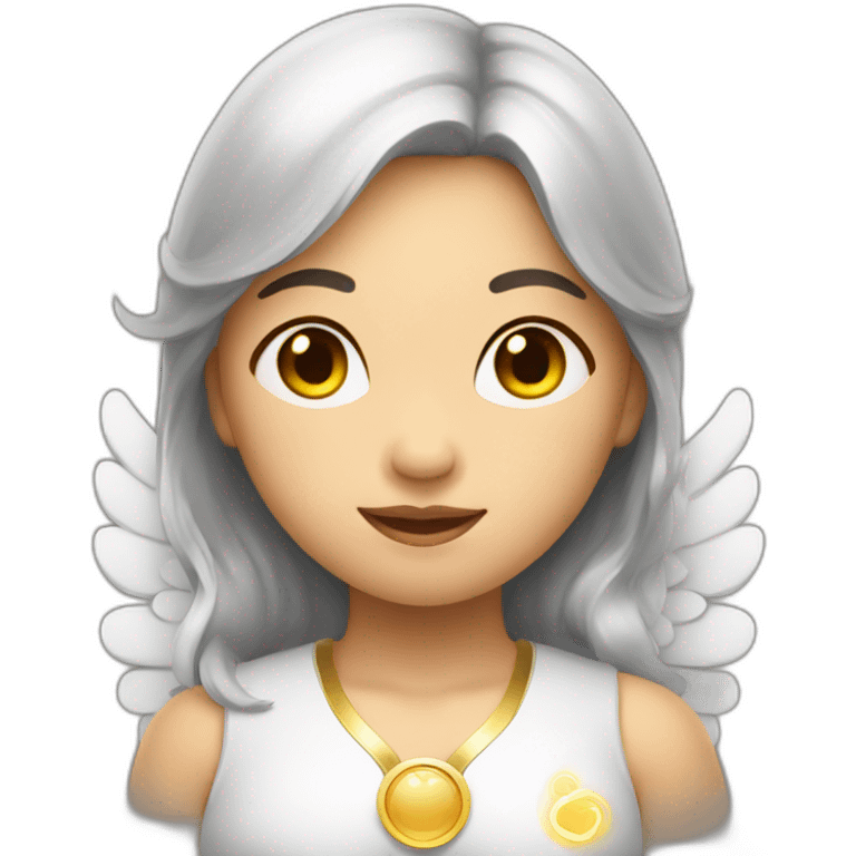 Asian female angel with halo emoji