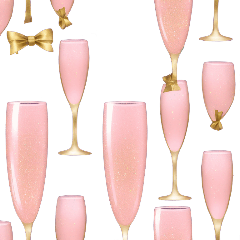 Light Pink glitter champagne glass with gold bow emoji