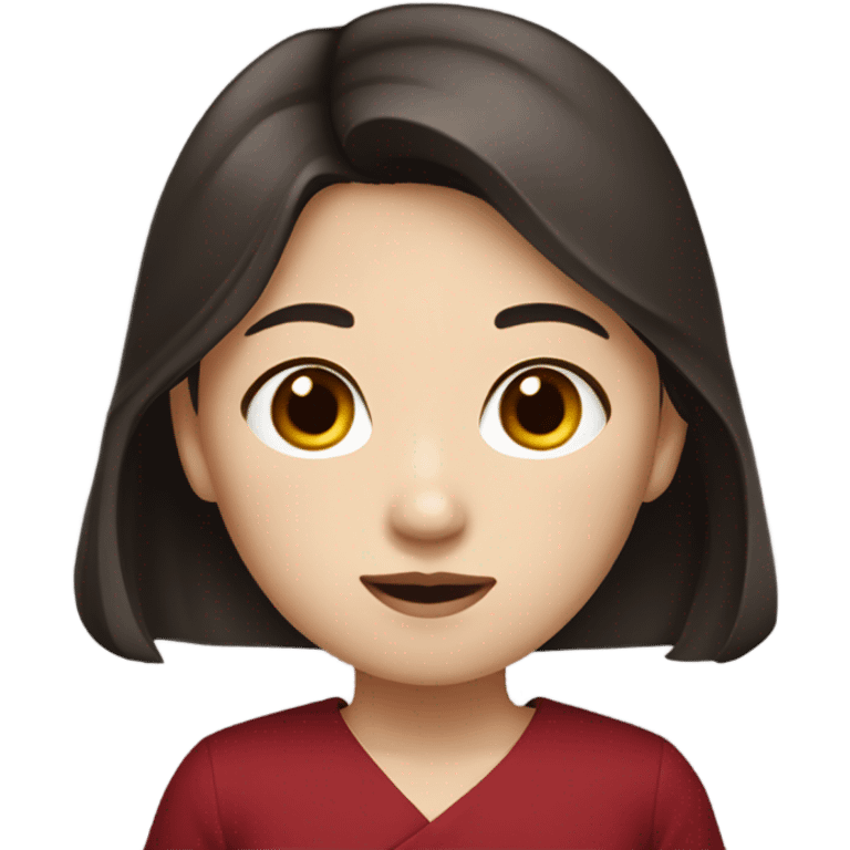 korean girl with dark brown hair and dark red dress pretty emoji