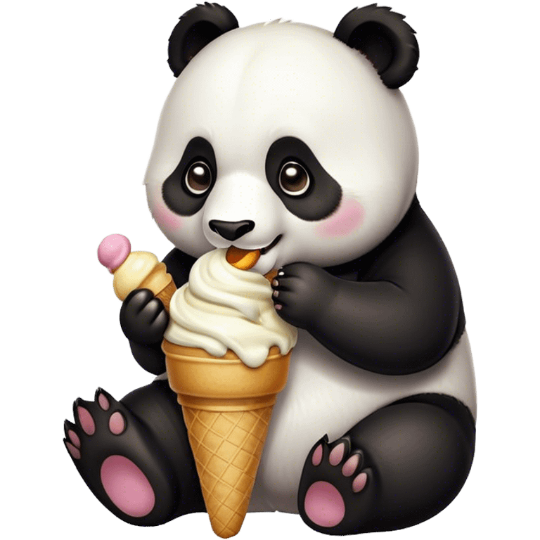 Panda eating ice cream emoji