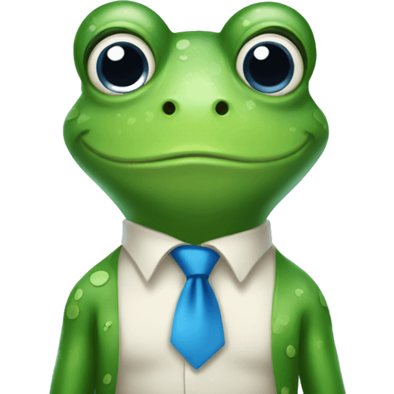 cute frog with blue tie emoji