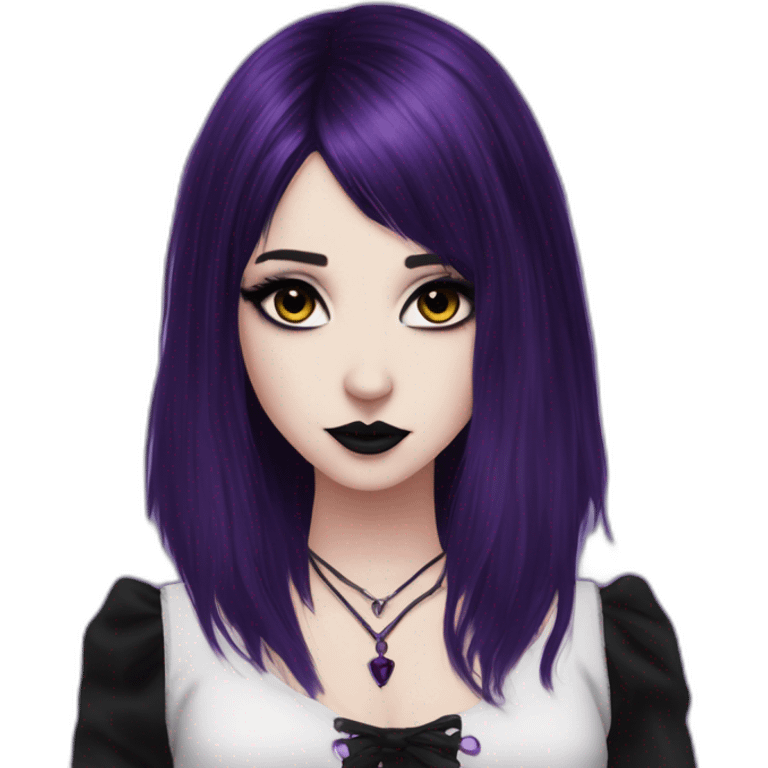 Elissabat-with-bangs-long-hair-dark-purple-and-black-vampire-goth-makeup-pinkeyes-romanticgothcloses emoji