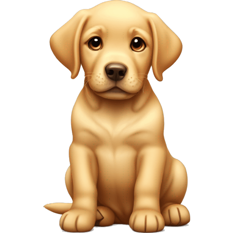 Cute golden Labrador puppy with a many steaks emoji