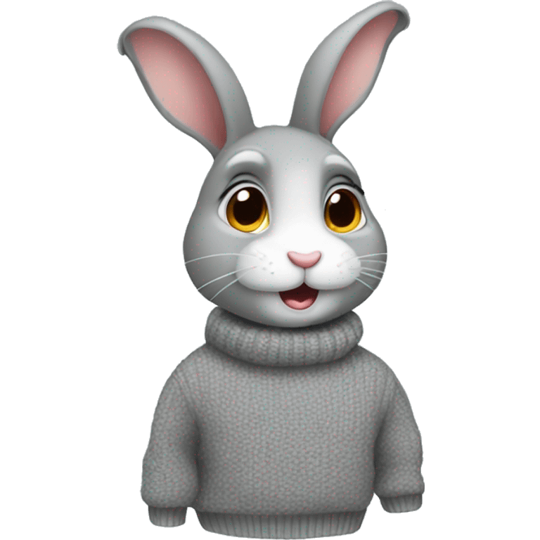 bunny wearing a grey sweater  emoji