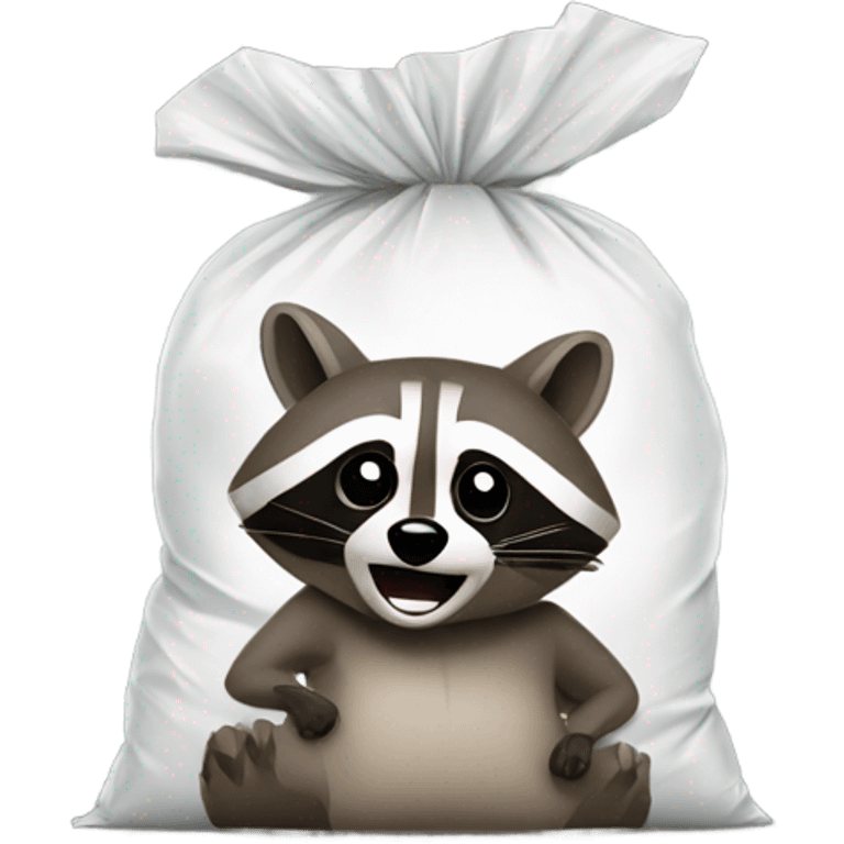 Raccoon with a big plastic bag emoji