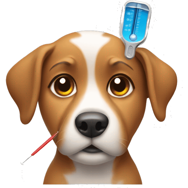 A dog with a thermometer emoji