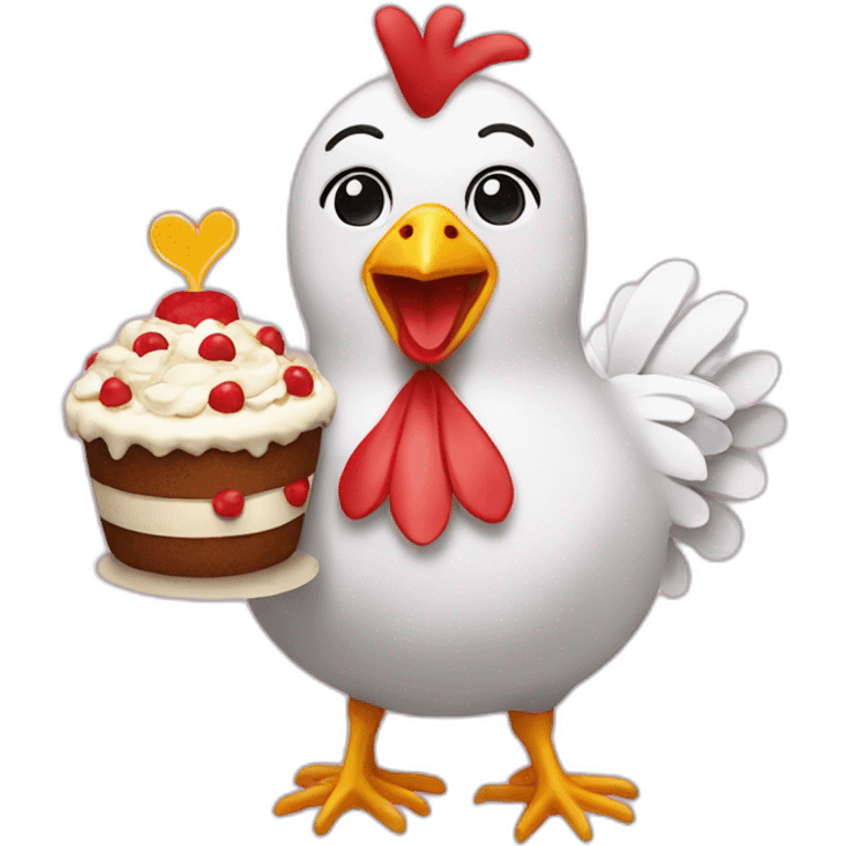 a chicken with a cake for a head emoji