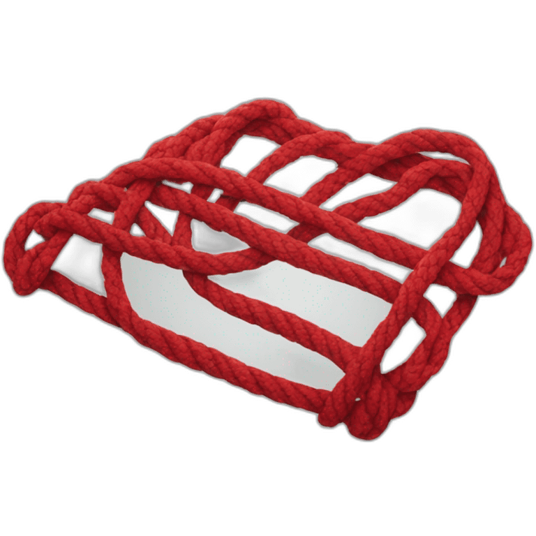 person wearing red ropes on bed emoji