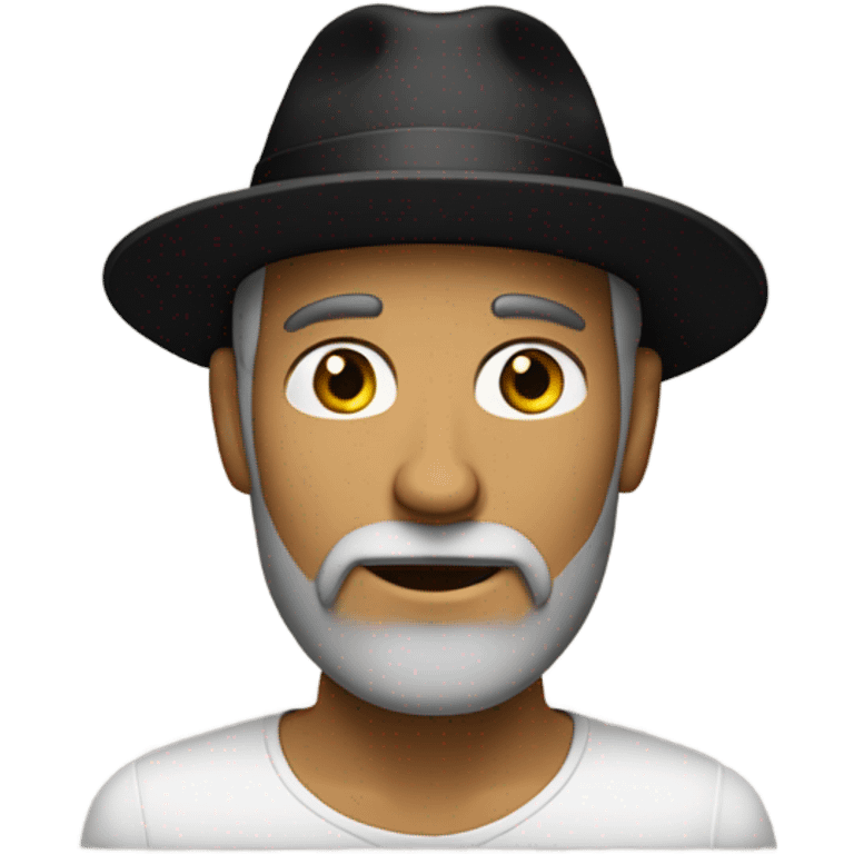 Tan white man with a beard and black hat backwards emoji