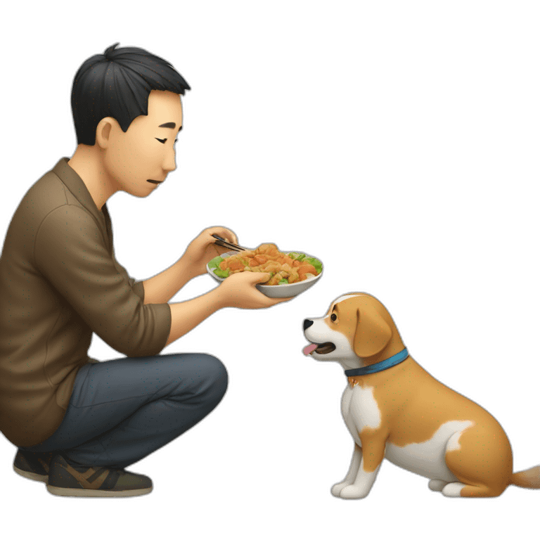 Chineses man eating a dog emoji