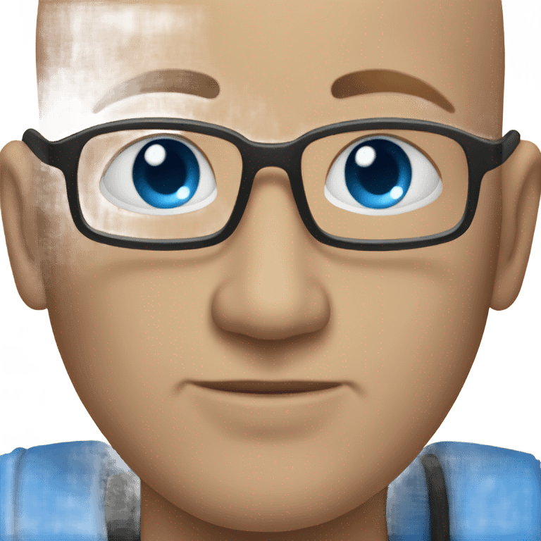 Bald man with blue eyes on a boat emoji