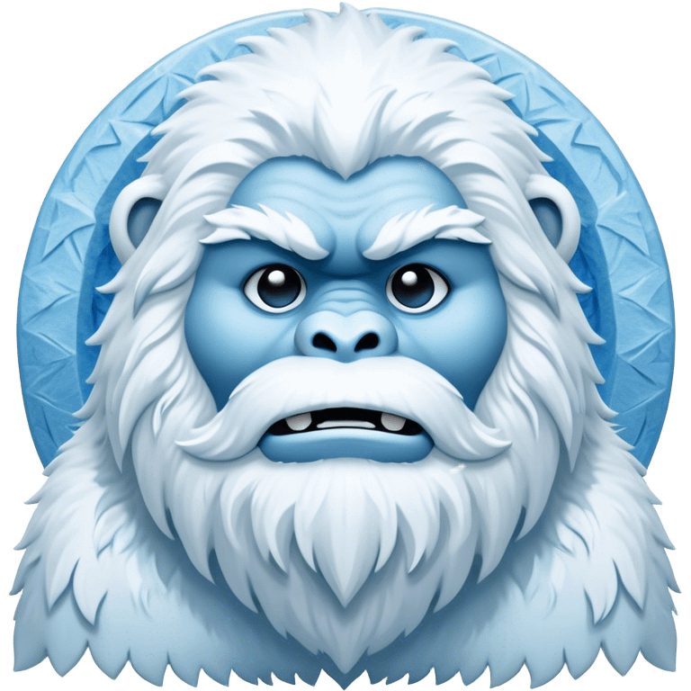 Cinematic Noble Yeti Portrait Emoji, Grand and enigmatic, with a towering, snow-dusted figure in pristine whites and cool blues, exuding ancient, mystical wisdom and stoic majesty, simplified yet exquisitely detailed with frosty textures, glowing with a gentle, icy outline that captures the awe-inspiring presence of a guardian of the frozen wilds! emoji