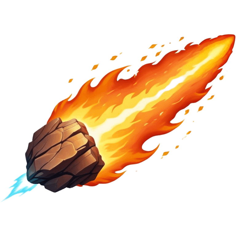  Cinematic Realistic Meteor – A fiery, blazing rock streaking through space, leaving behind a bright, dynamic trail of superheated plasma. Its rocky surface glows intensely as it hurtles toward an unknown destination. emoji