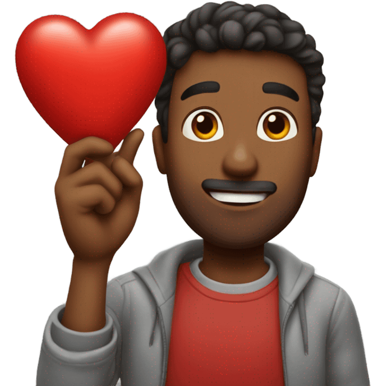 Man holding a heart  emoji