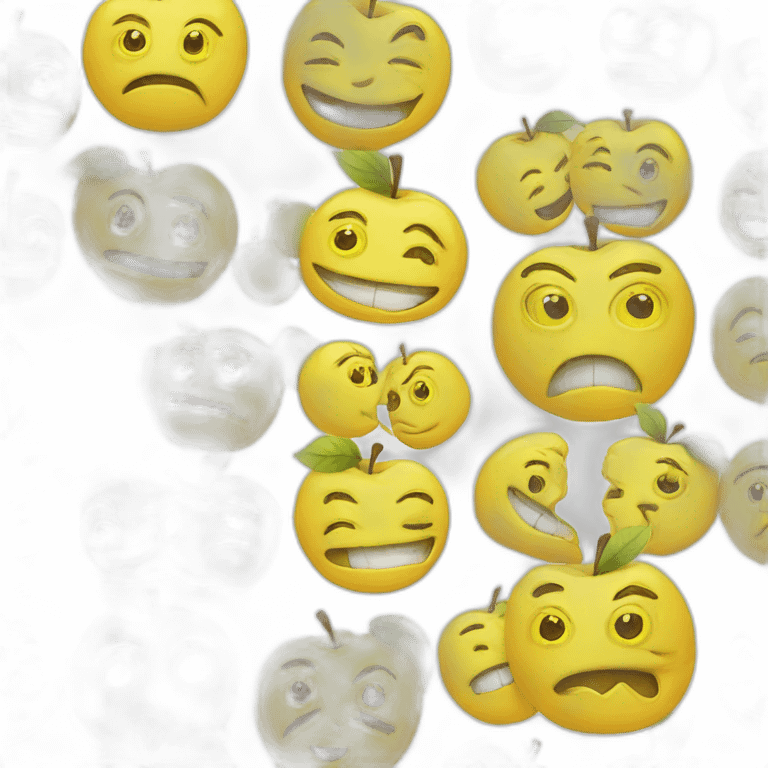 A yellow face apple emoji doing a side eye and weirded out  emoji