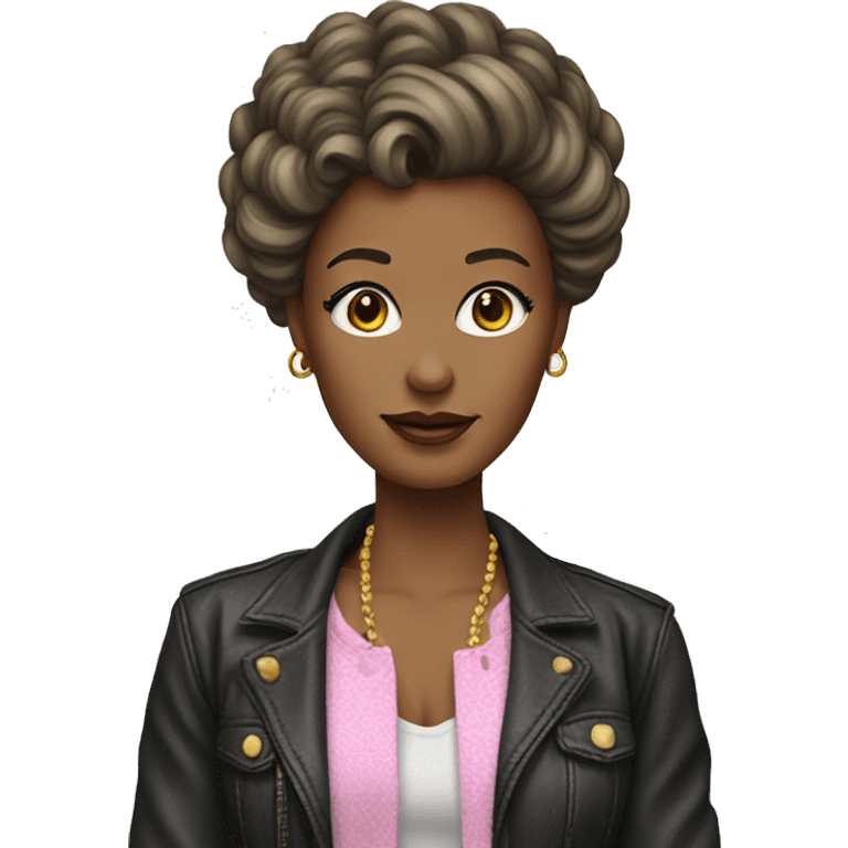 Woman with an 1980s hairstyle and 1980s outfit emoji