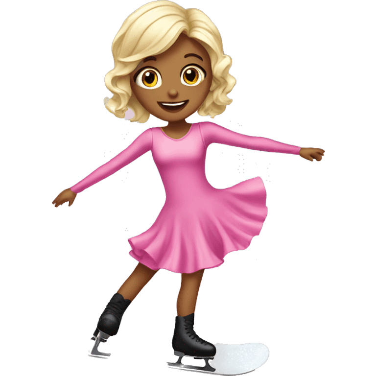 Pink dress ice skating girl emoji