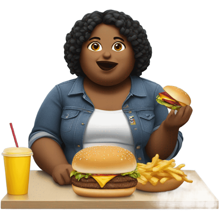 Fat woman eats fast food  emoji