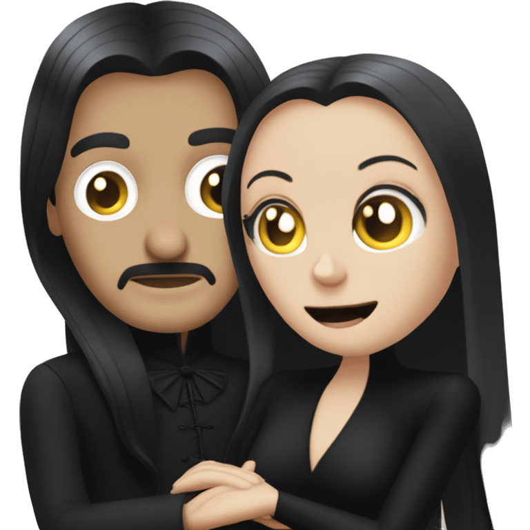 Morticia and Gómez Addams hugging emoji