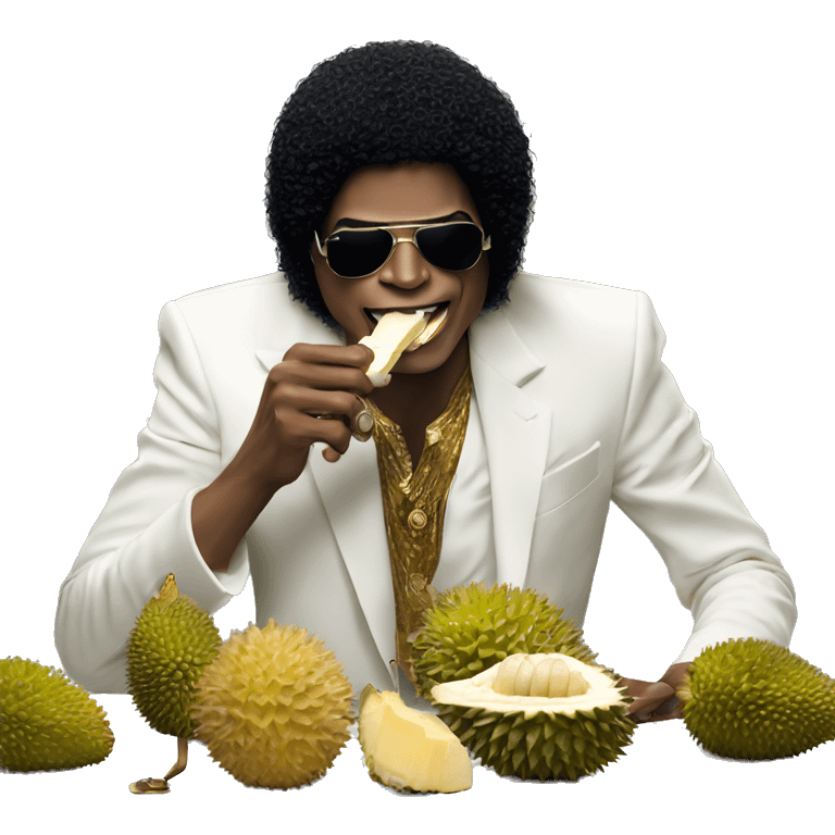 Micheal Jackson eating durian while making a song emoji