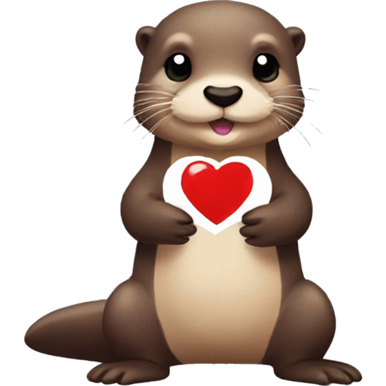 Otter holding a heart and looking cute - Pixel Art emoji