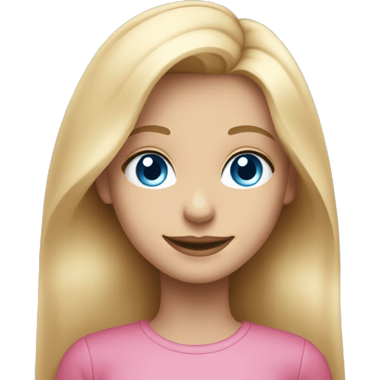 smiling girl with long blonde hair with blue eyes and pink lips emoji