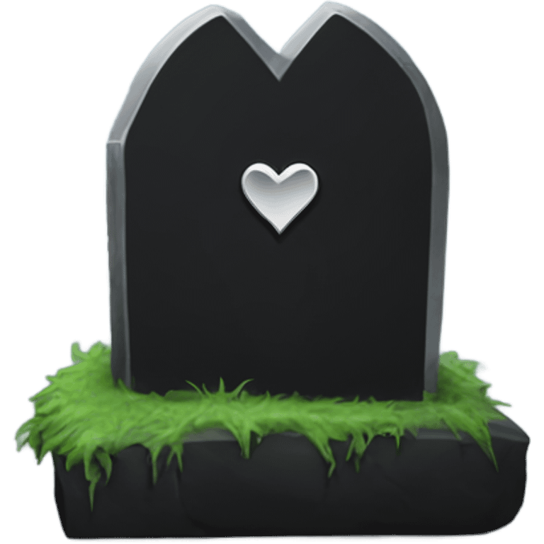 a black grave with the letters RIP on a silver heart emoji