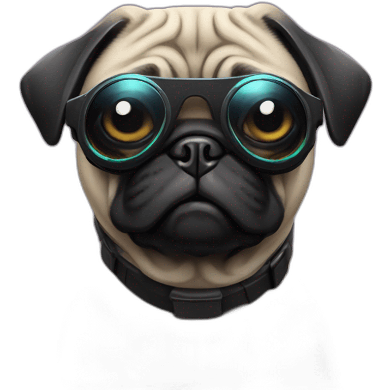 pug with black sunglasses and wearing a cyberpunk suit emoji